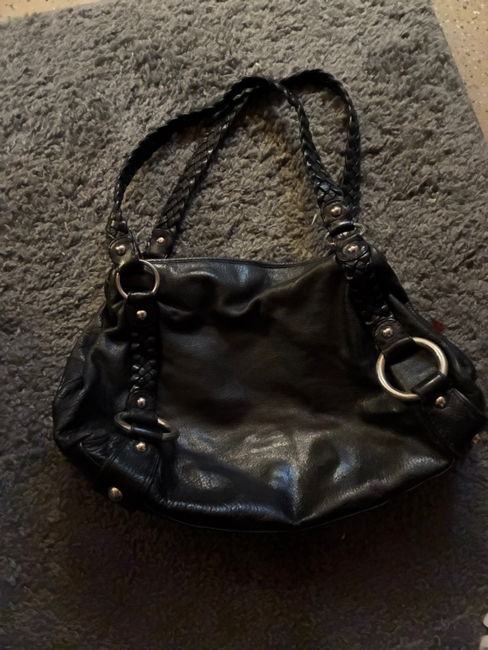 Vintage Banana Republic Black Leather Braided Strap Shoulder Bag